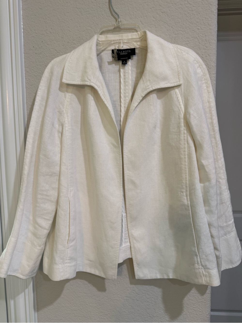 Talbots Cream Open-Front Linen Jacket Size M